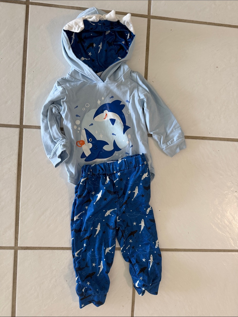 Shark Hoodie & Pants Set - Light Blue and Navy